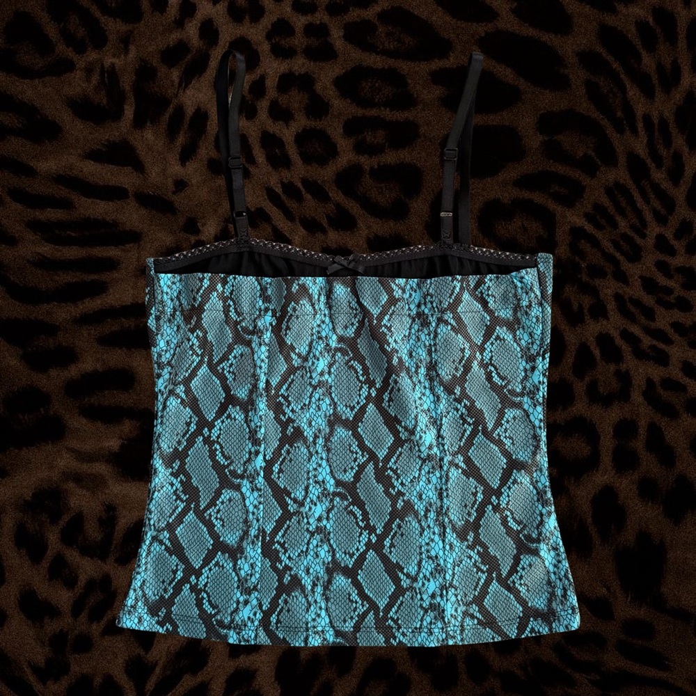Vintage Y2K Rave City Snakeskin Print Cami Top